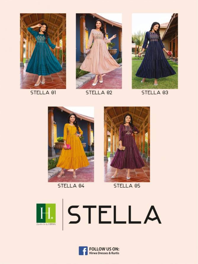 Hirwa Stella  Festive Wear Wholesale Long Anarkali Kurti Collection